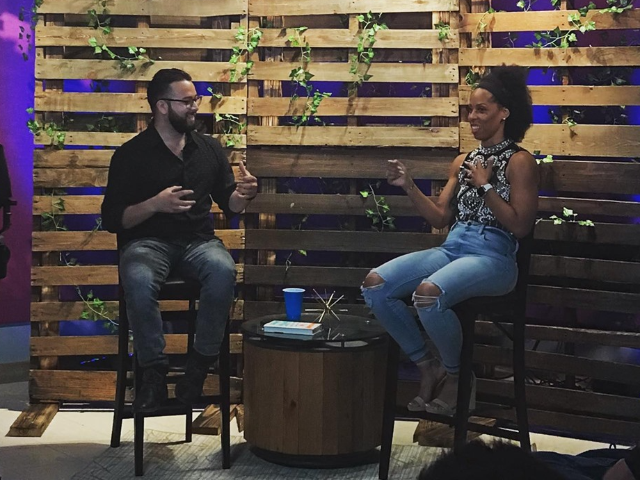 Aaron Robles, left, hosts Founders Spark events that bring innovators together.