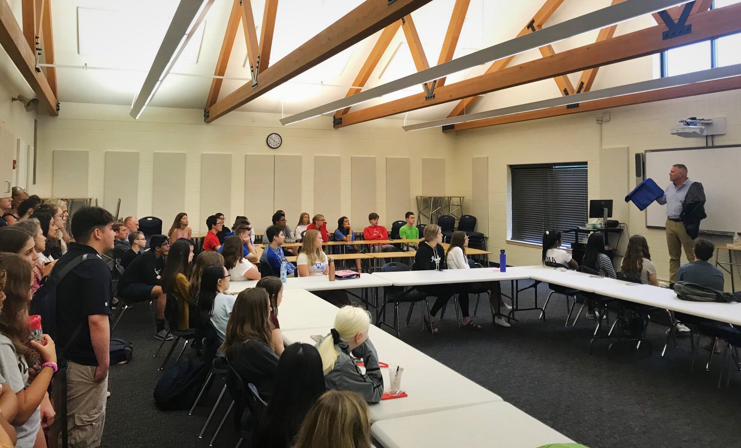 Scheer, the Founder and CEO of Comfort Cases speaks to local students at Canterbury Schools.