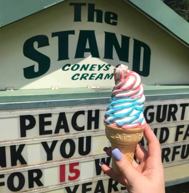 The Stand offers its special “flavor burst” cones in a variety of sweet concoctions 