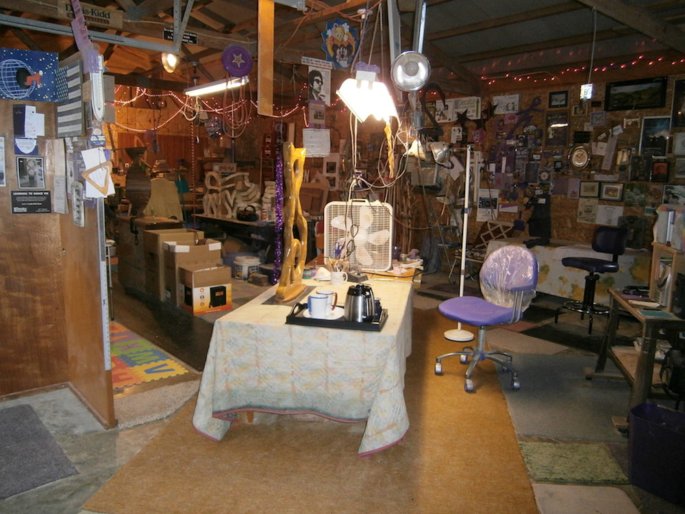 Rose makes his sculptures at his residence in Decatur where he converted his garage into a workshop.