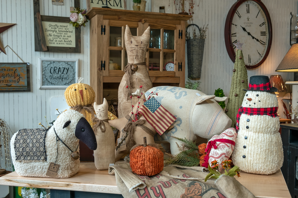 Boggs's sister April Kindi creates hand-sewn items for her shop.
