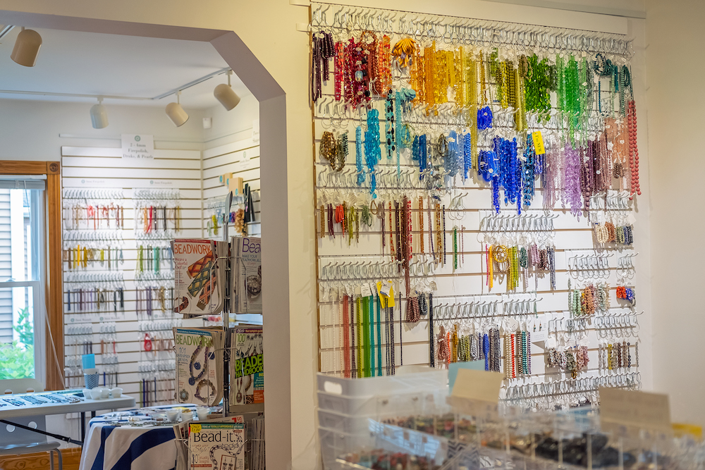 Customers can purchase beads and make crafts at the Beaded Peacock.