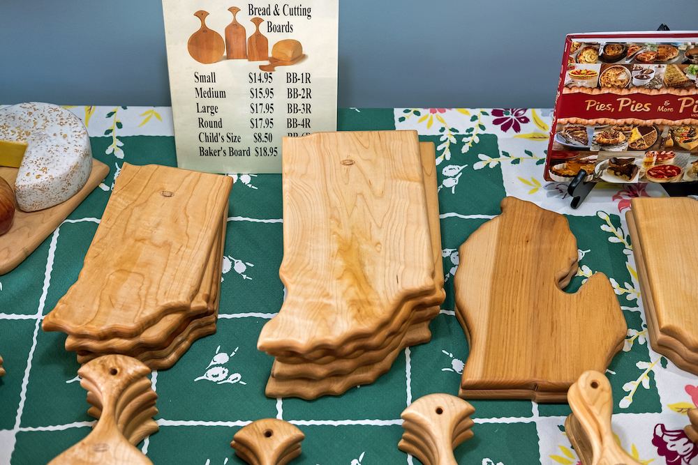 State-shaped cutting boards at Whetstone Woodware.
