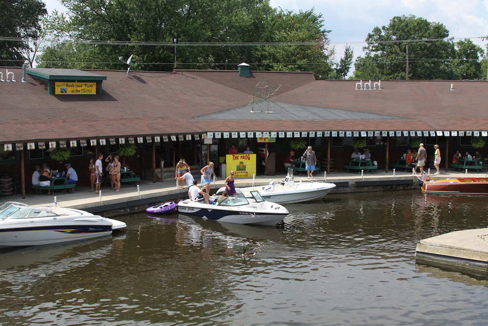 The Frog Tavern is located on a canal belonging to Indiana’s largest natural lake.