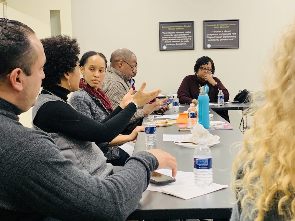 Local leaders discuss ideas for the Summit City Match's pilot program.