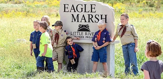 A group of kids at Eagle Marsh.