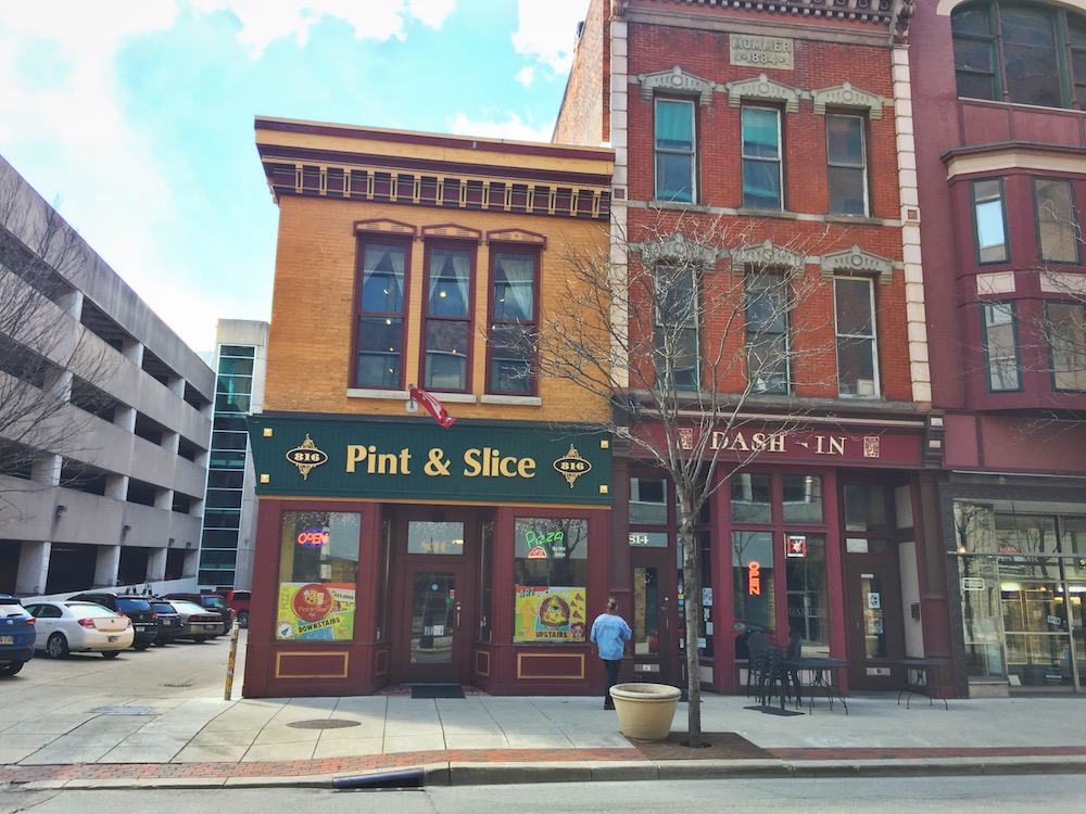 Pint & Slice is a two-story pizza cafe at 816 South Calhoun St.