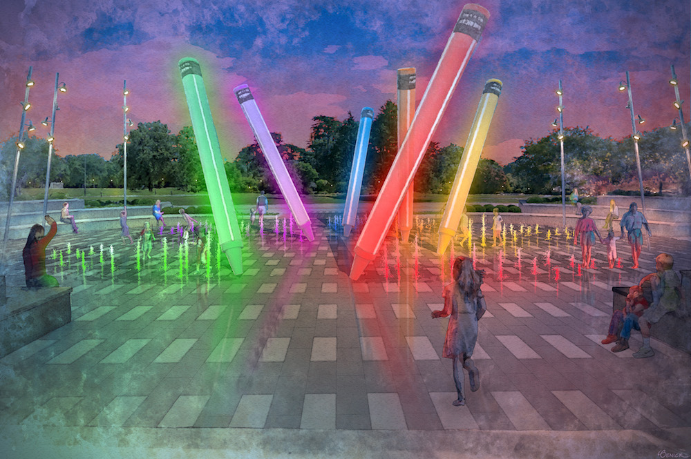 An interactive installation inspired by Designing Local hints at the history of Sandusky, Ohio, which was once a major manufacturer of crayons, pencils, and other drawing tools.