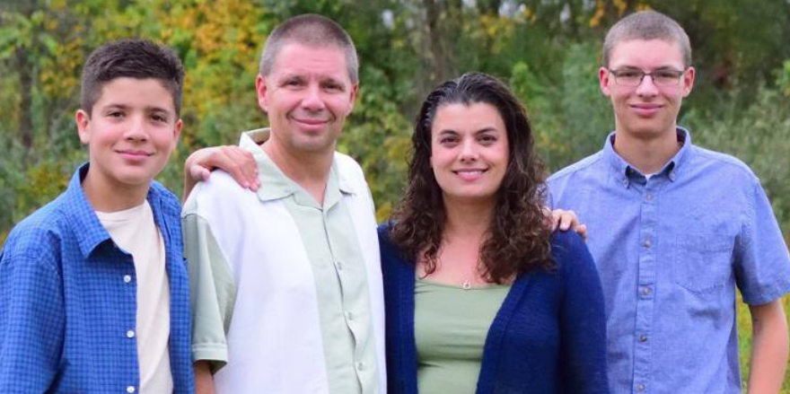 The Affolder family, from left, is Carter, Corey, Barb, and Tyler.