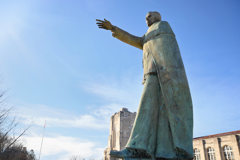 Garcia's “Jesuit Priest” (1976) stands at the Three Rivers Water Filtration Plant.