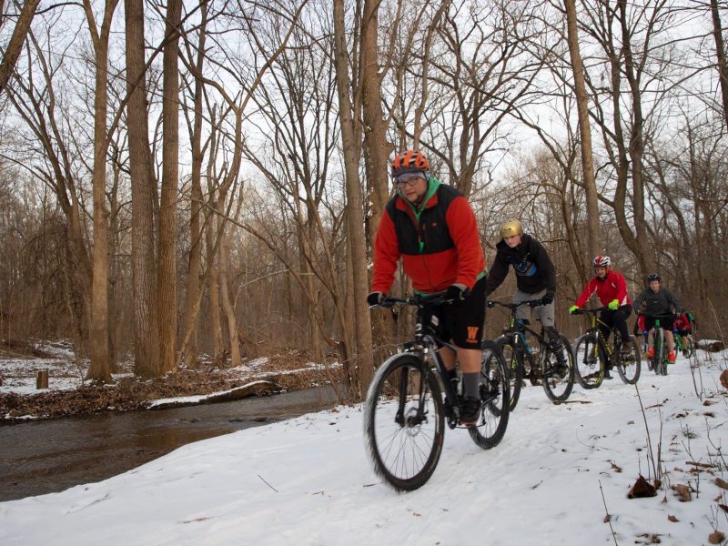 David “Cookie” Cook leads the Warsaw "Chain Breakers" on a winter ride.