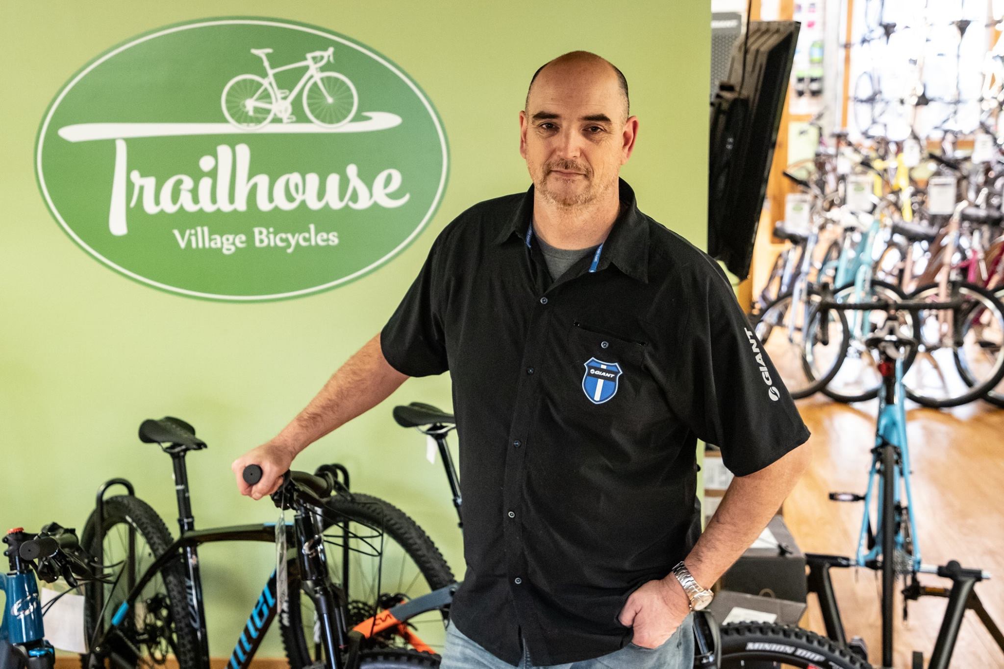 Barry McManus owns Trailhouse Village Bicycles at 1001 E. Canal St. in the Village at Winona.