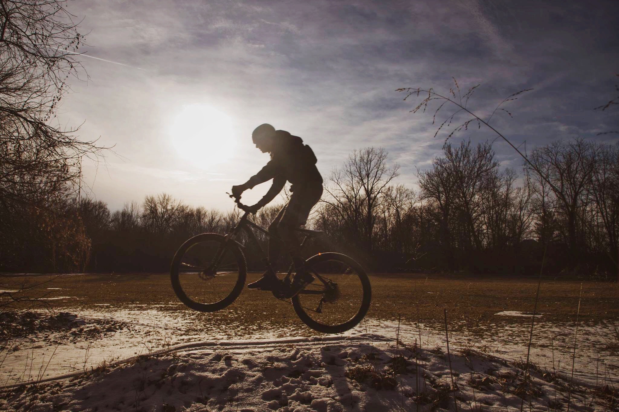 Jumps are part of the fun for winter cyclists.
