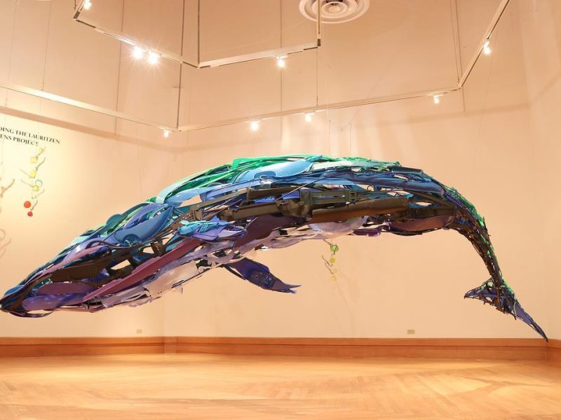The centerpiece of “Mother Sea – Haha naru umi” is a massive 16-foot-long whale that was largely constructed in Fort Wayne at Tekventure.