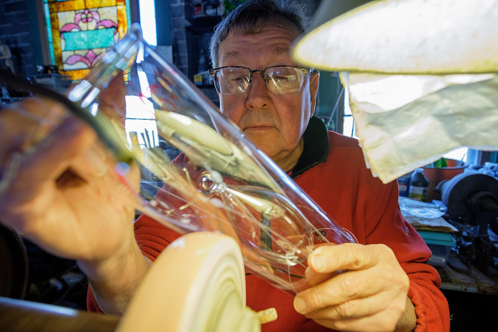 Randy learned the intimate craft of glass cutting from his predecessor, Jackson Dobbins.