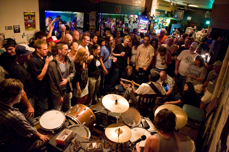 Music fans crowd the Brass Rail for a show.