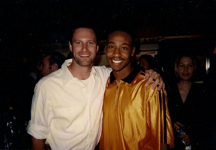 Dixie, right, poses with his co-star Aaron Eckhart, who went on to play Harvey Dent in the “The Dark Knight.”