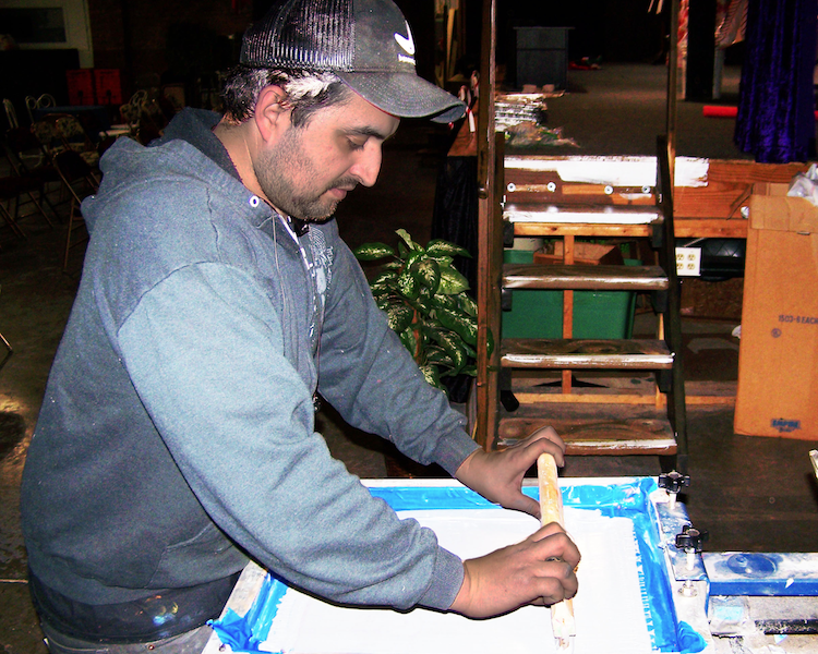 Paco Reyes, who wanted to do screen printing since he was 13, prints and sells t-shirts and teaches others the art of screen printing at TekVenture.