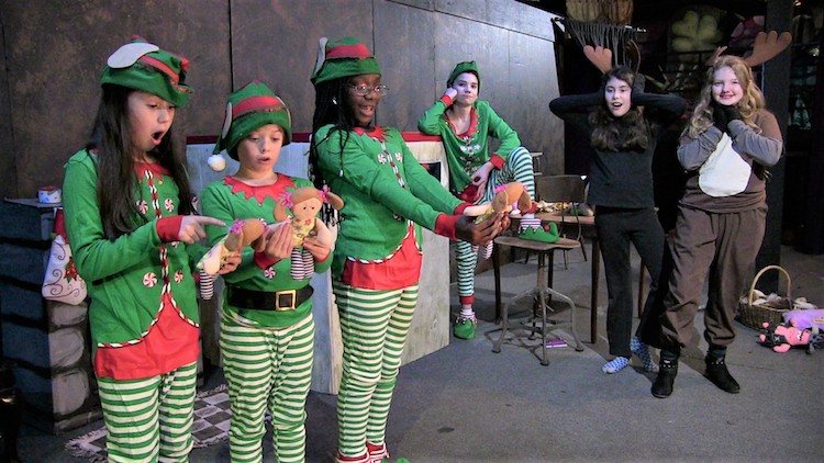 Students perform the play "SNAFU in Santa's Workshop" at TekVenture.
