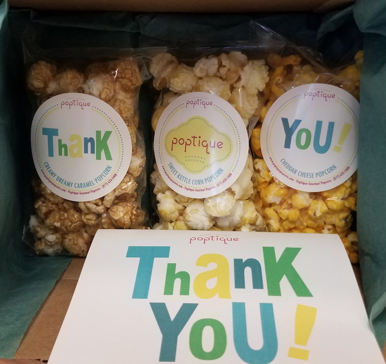 Poptique offers popcorn bags with custom messages.