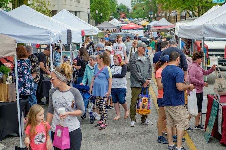 Tents crowd the streets for the historic Barr Street Market.
