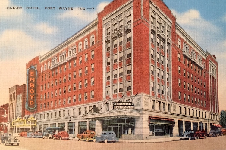 A postcard of the original Emboyd Theatre and adjoining Indiana Hotel.
