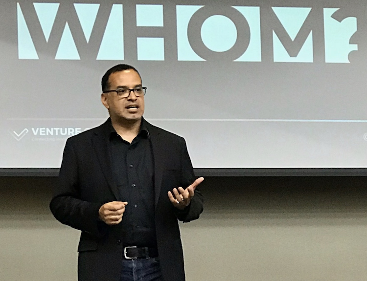 Travis Sheridan speaks at the Atrium in downtown Fort Wayne.
