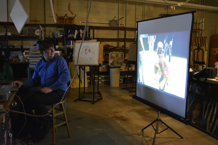 Meyer presents to students at Northrop High School as part of the Hope Gap Project.