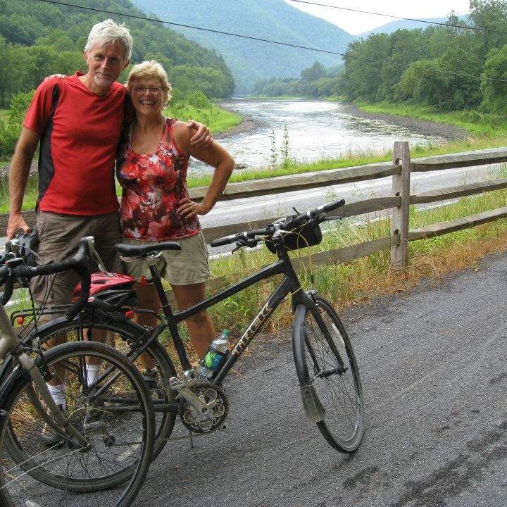 Bill Adams and his wife pose along the Pine Creek Rail Trail in Pennsylvania.