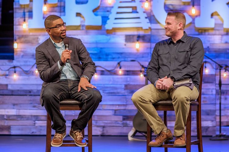 Fort Wayne United Director Iric Headley and Blackhawk Ministries Pastor Kevin Rivers.