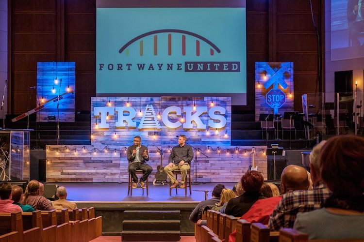 Fort Wayne United Director Iric Headley speaks at a Blackhawk Ministries event.