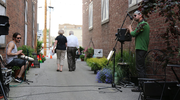 Musicians perform in the alleys of downtown Decatur.