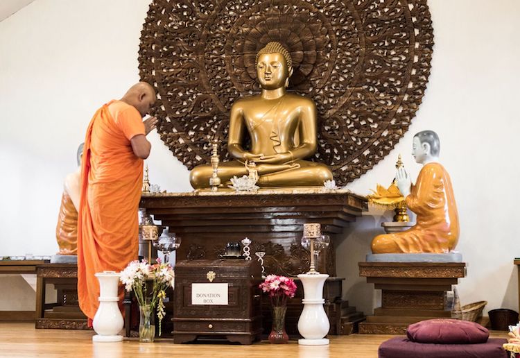A meditation service at the Indiana Buddhist Temple.