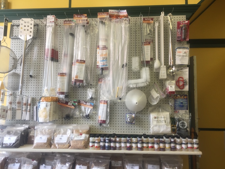 Brewing equipment on display at Brewers Art Supply.