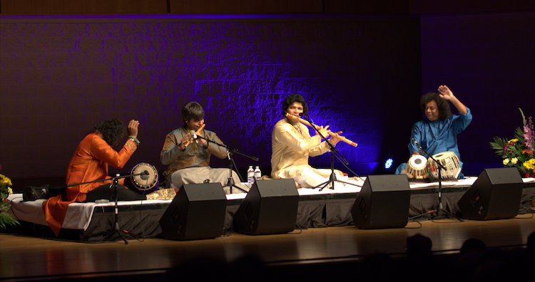 A Shruti performance featuring a bamboo flute duet of Shashank Subramanyam, left, and Rakesh Chaurasia, right.