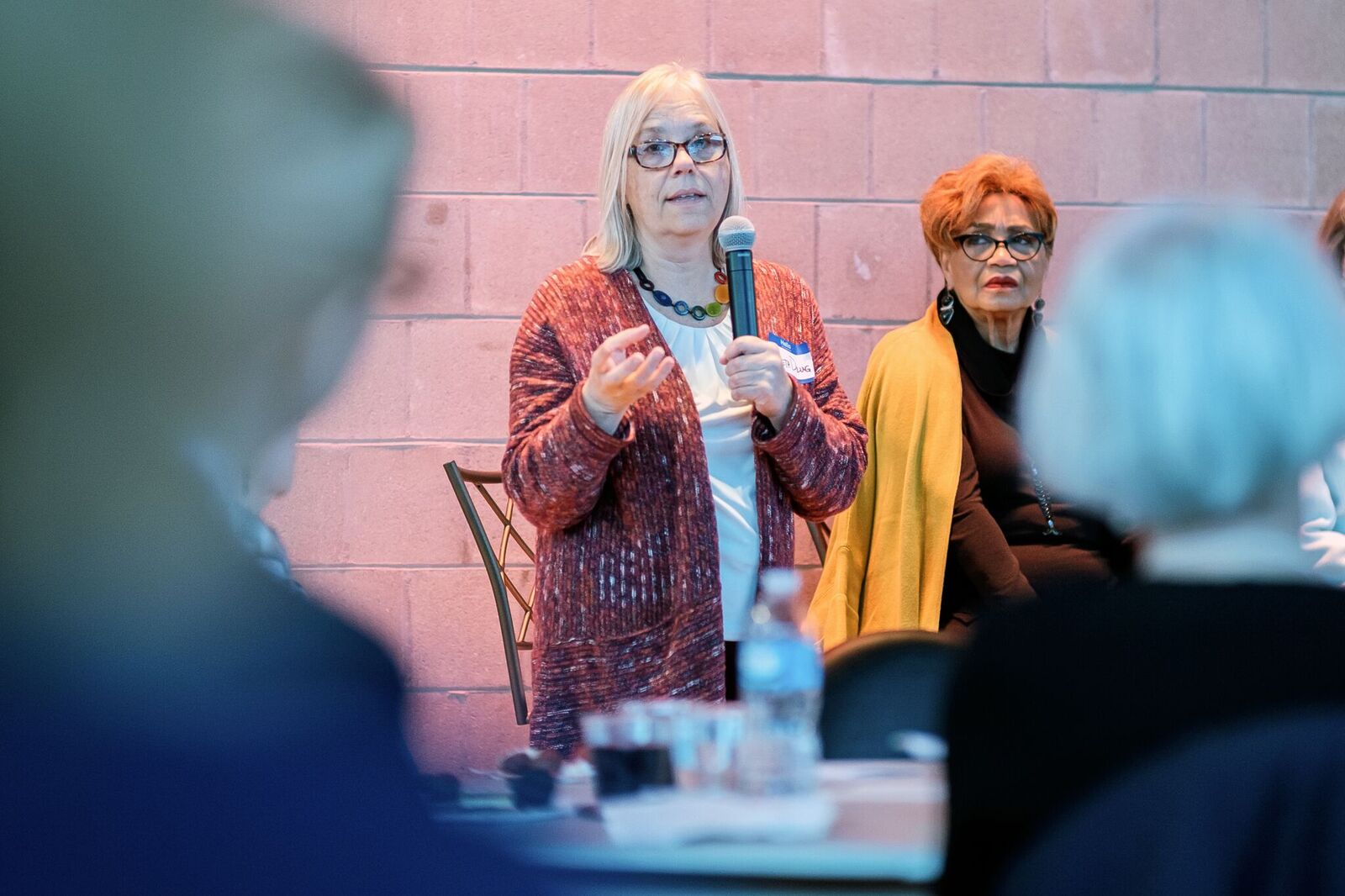 Beth Dlug of the Allen County Election Board speaks at a Civil Conversation event.