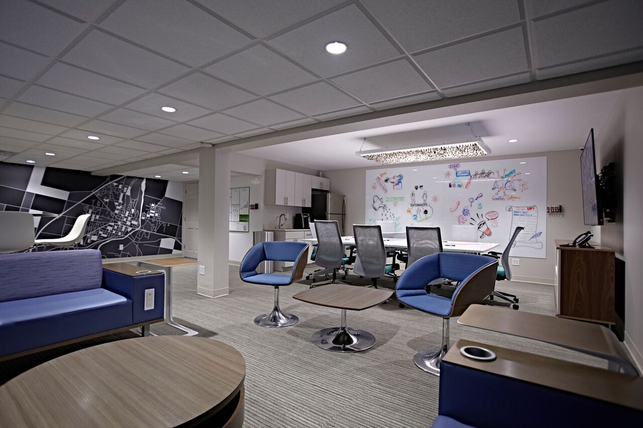 Innovate @ INGUARD is a 24/7/365 space in Wabash where entrepreneurs work on projects and collaborate.