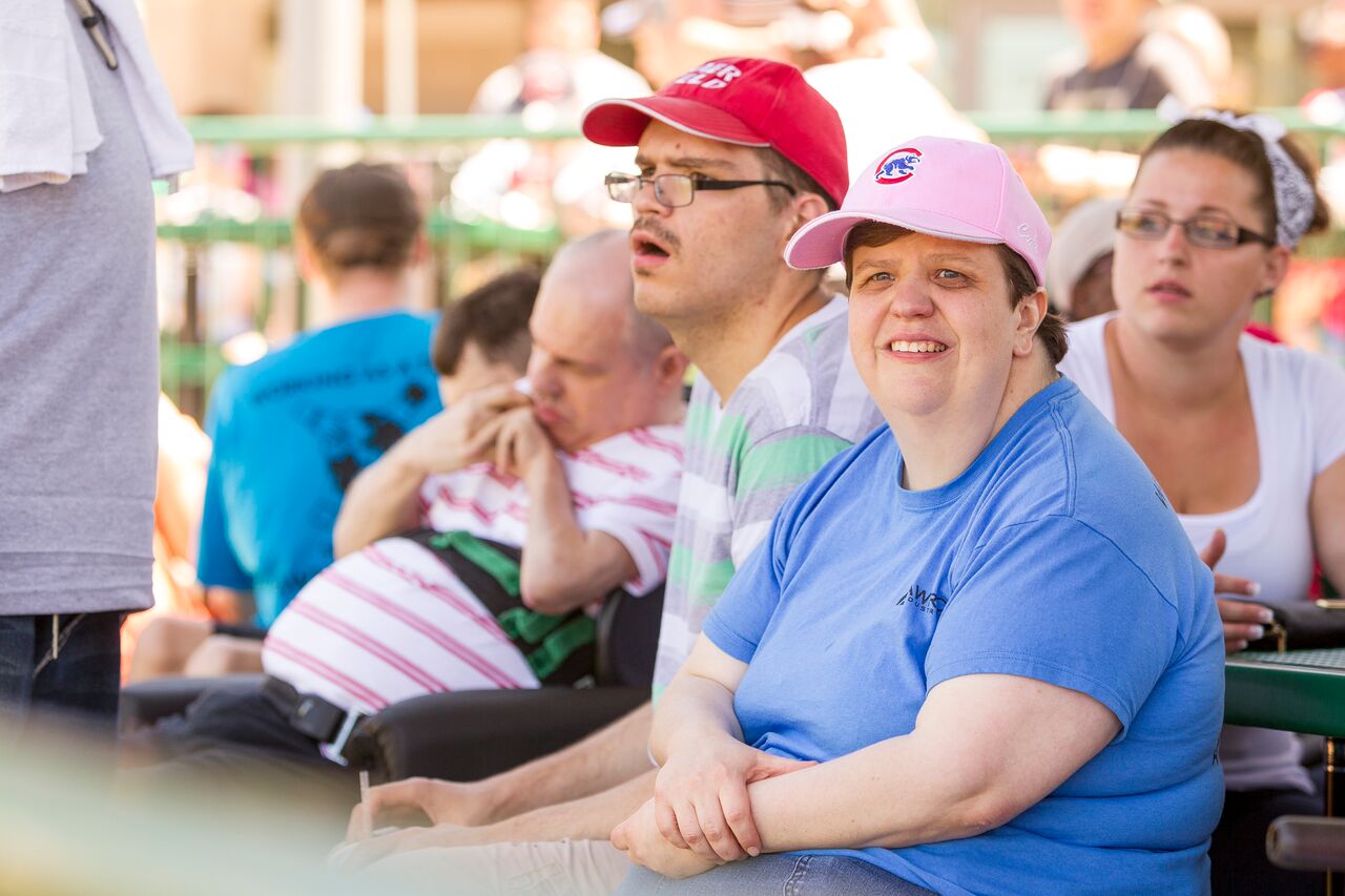 A group appreciates a Tincaps game at Parkview Field on Special Abilities Day hosted by the AWS Foundation.