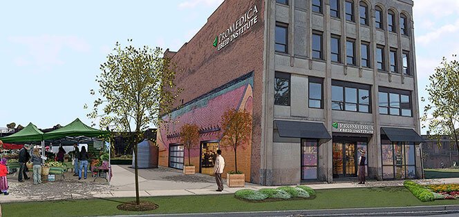 A rendering of Market on the Green in Toledo shows both an indoor and outdoor market space.