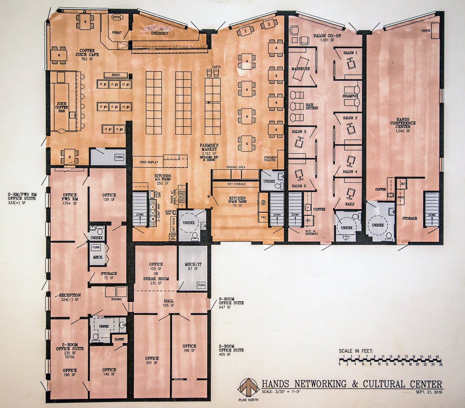 Plans for the future mixed-use HANDS Center at 608 Oxford St., which will house the Utopian Community Grocery.