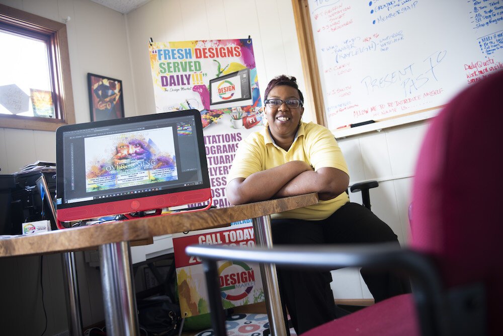 Laneisha Bennett, runs her business, The Design Market, from an office at the Penta Center.