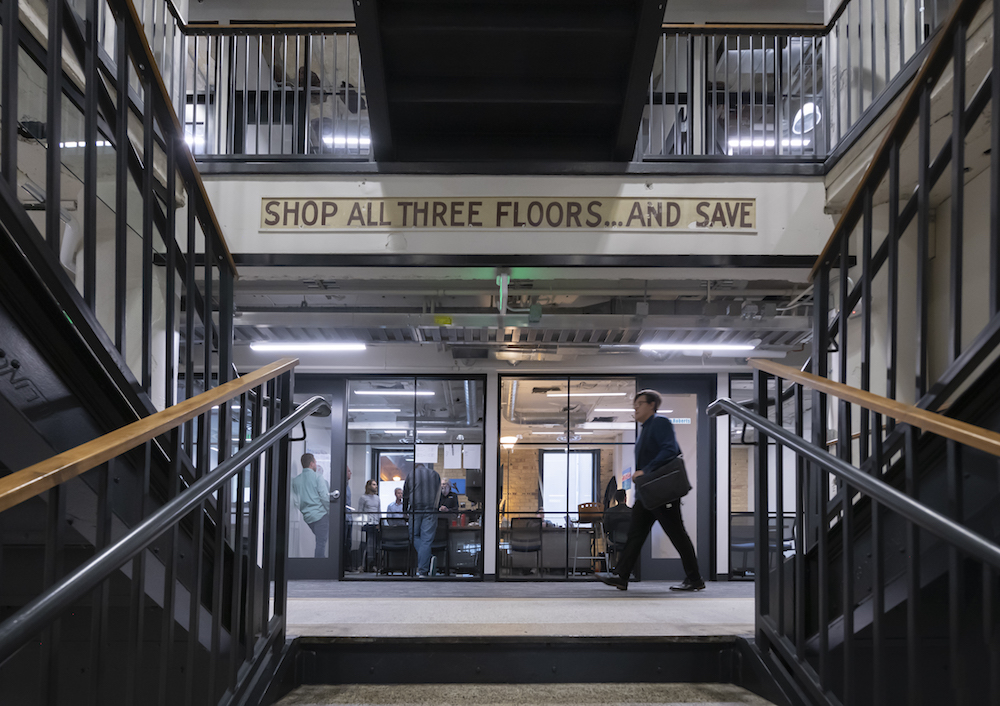 Aptera's office was once a Sears department store. It has preserved some of the signage.