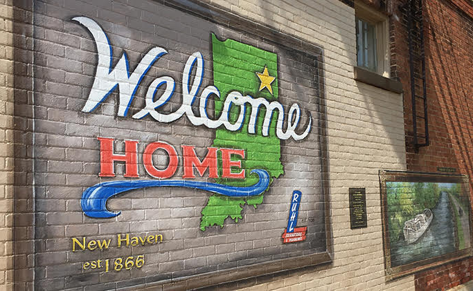 A mural in downtown New Haven on Broadway Street.