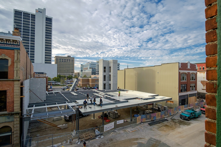 The first floor of a new building on The Landing was laid in mid-October.