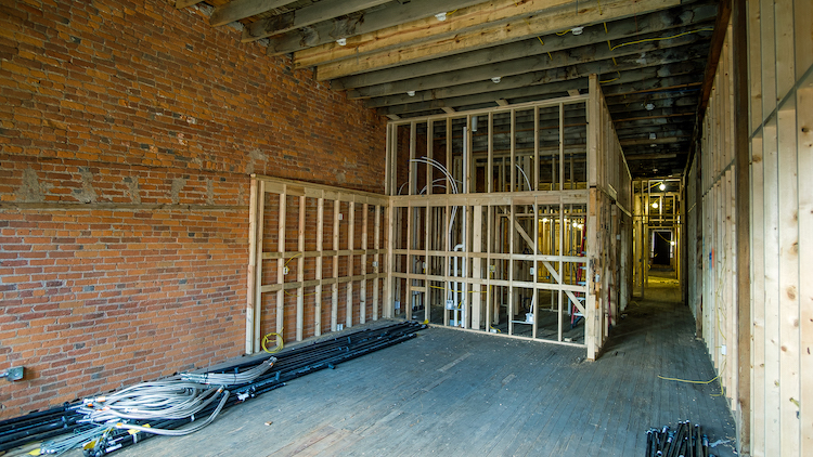Apartments are already plotted out in the upper floors of buildings.