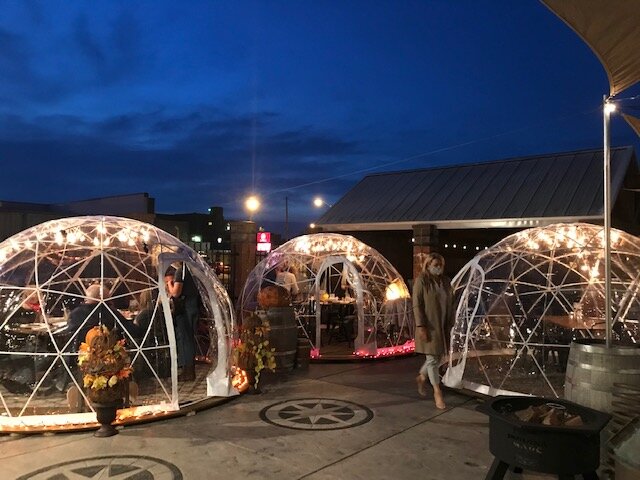 Three Rivers Distilling Co. is investing in its outdoor dining experience with igloo seating during COVID-19.