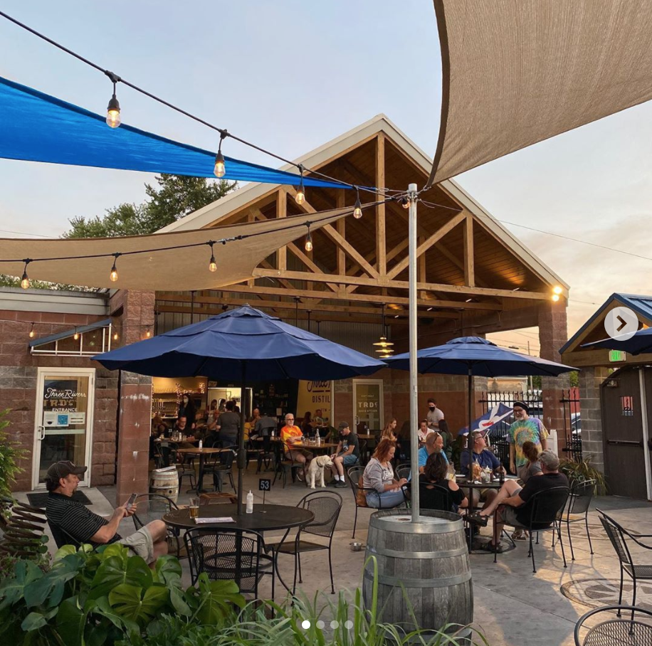 The patio at Three Rivers Distilling Co. was busy during the summer of 2020.