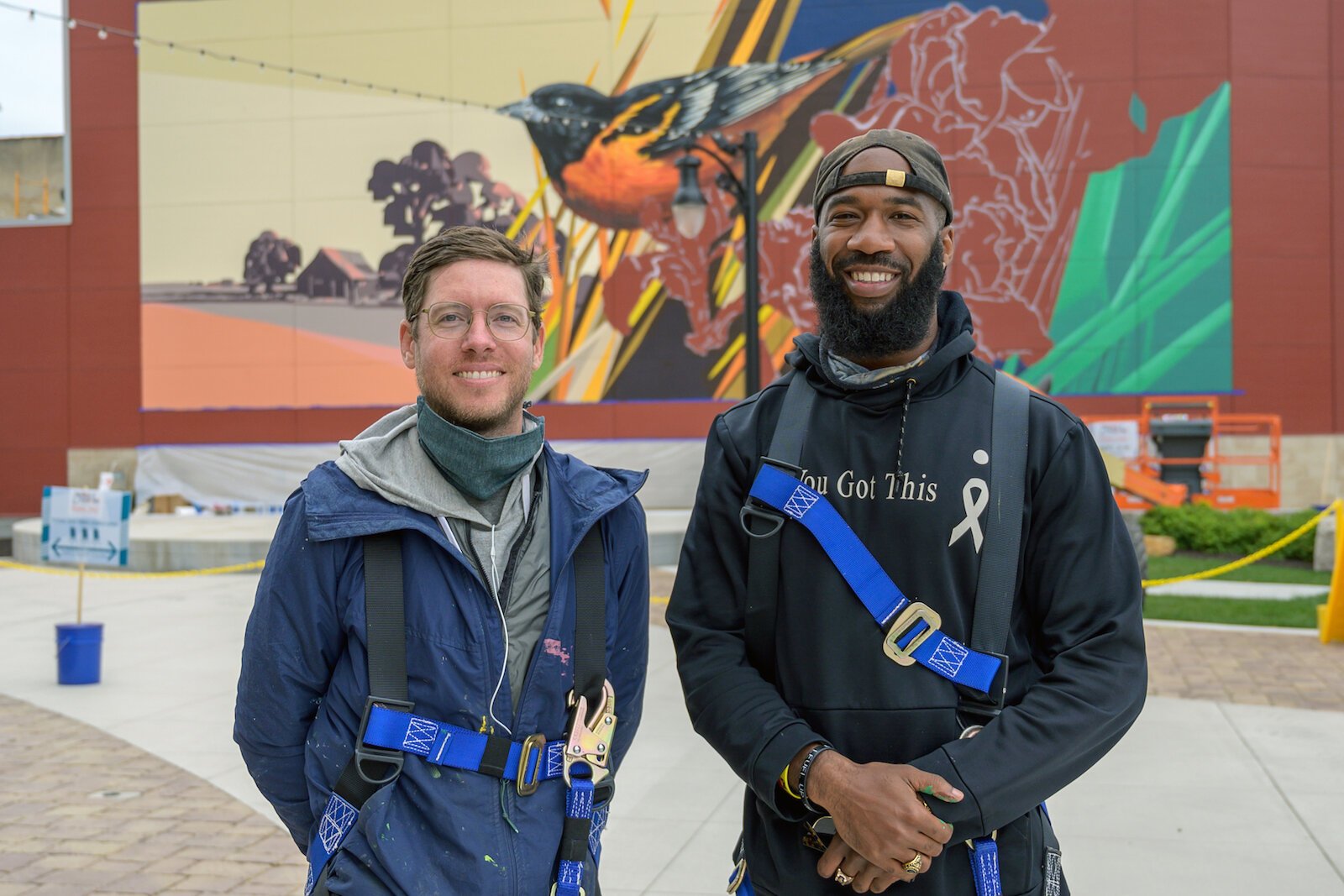 Muralist David Rice of Portland, Ore., and his mentee, Seddrick Lorick.