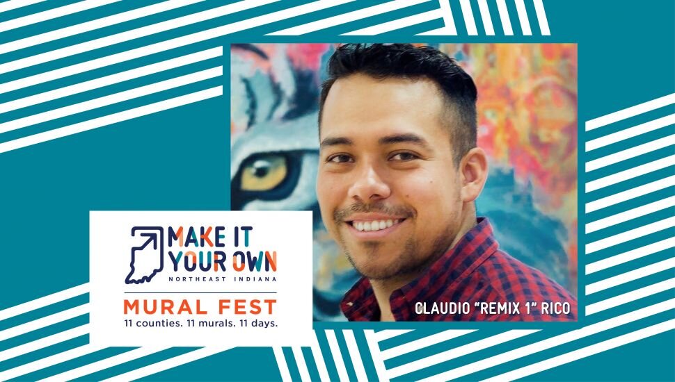 Claudio “Remix 1” Rico of Mexico City painted a mural in downtown North Manchester.