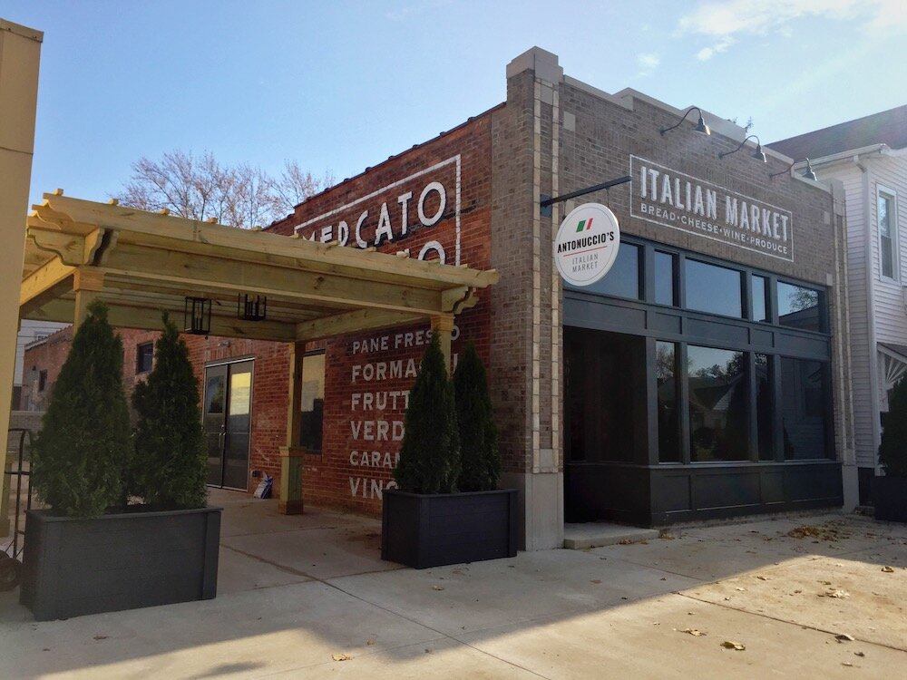 The market offers both indoor and outdoor seating options.